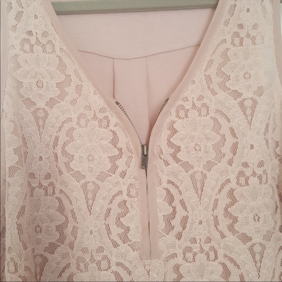 Maurices Medium Blush Lace Tank Top with Zipper - Picture 3 of 6